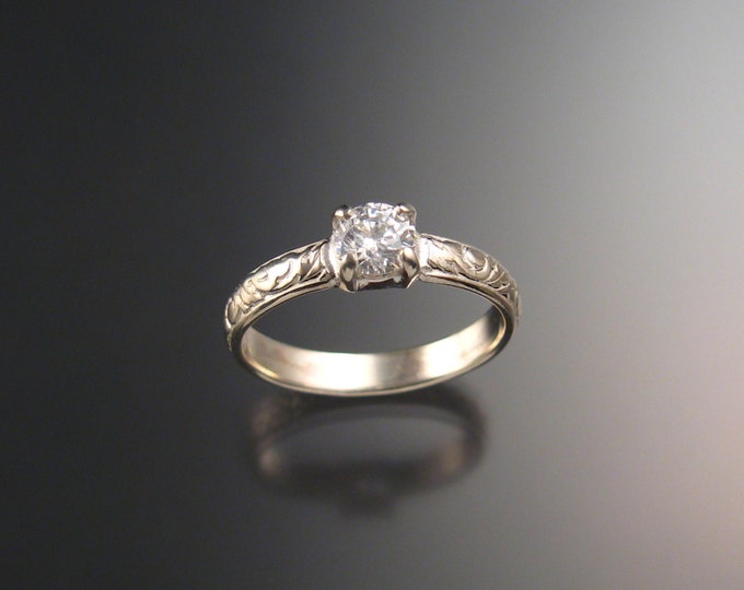 White Sapphire Wedding ring Sterling Silver Diamond substitute ring made to order in your size