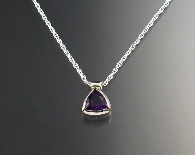 Amethyst Triangle Necklace Sterling Silver