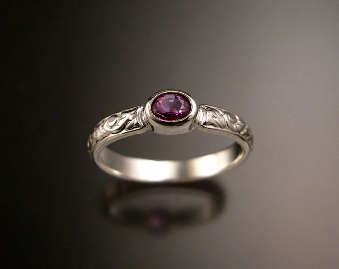 Pink Sapphire ring Sterling silver Pink Diamond substitute with bezel set stone made to order in your size