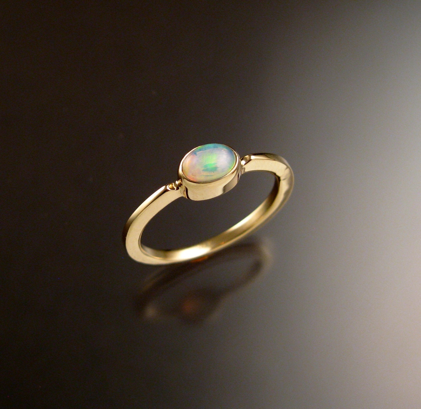 Opal 4x6mm oval stone ring 14k yellow Gold ring Made to order in your ...