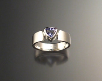 Tanzanite Triangle Ring Sterling Silver made to order in your size