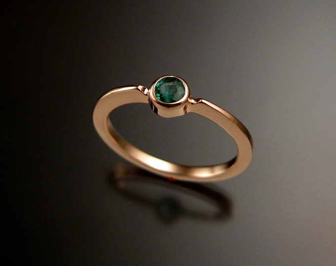 Emerald stackable ring 14k Rose Gold bezel set natural stone ring made to order in your size