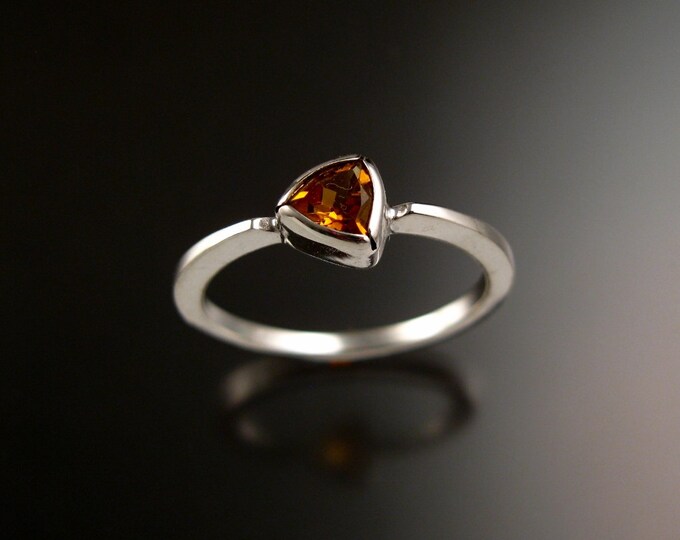 Stackable Citrine triangle ring 14k white Gold stacking ring Made to order in your size