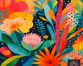 Colorful Floral Wall Art: Abstract Botanical Print (Digital Download)