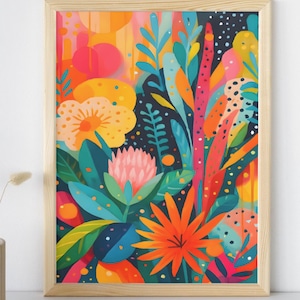 Colorful Wall Art Abstract Wall Art Vibrant Floral Print Maximalist Wall Art Printable Eclectic Wall Art Digital Download Trendy Wall Art