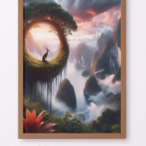 Surreal Landscape Wall Art, Mystical Nature Digital Print, Fantasy Landscape Painting, Dreamy Scenic Wall Art, Surreal Nature Digital Print