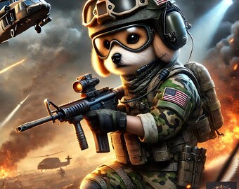 Soldier Puppy Wall Art Print: Military Dog Hero Decor (Digital Download)