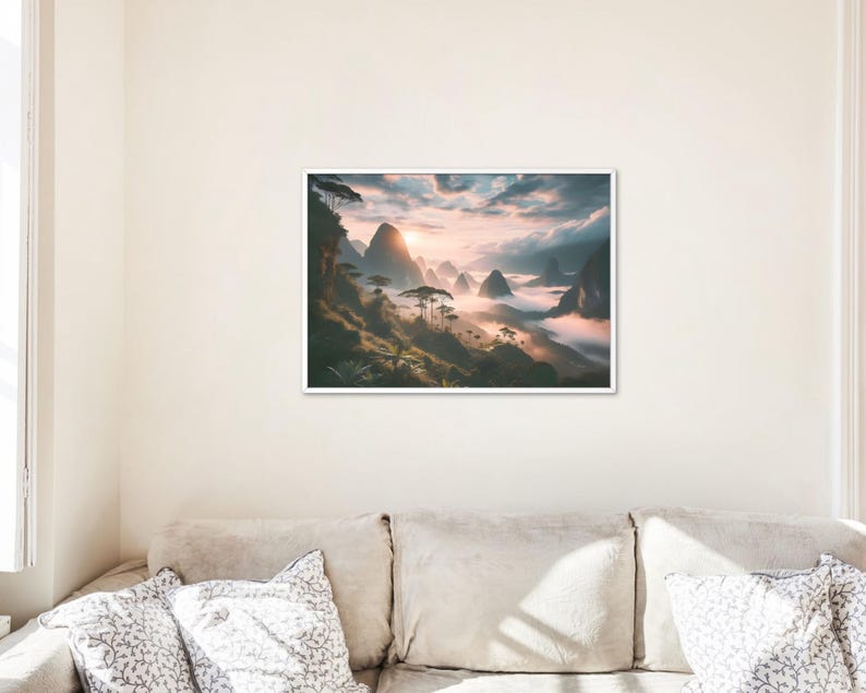 Misty Mountain Landscape Print: Surreal Nature Wall Art (digital ...