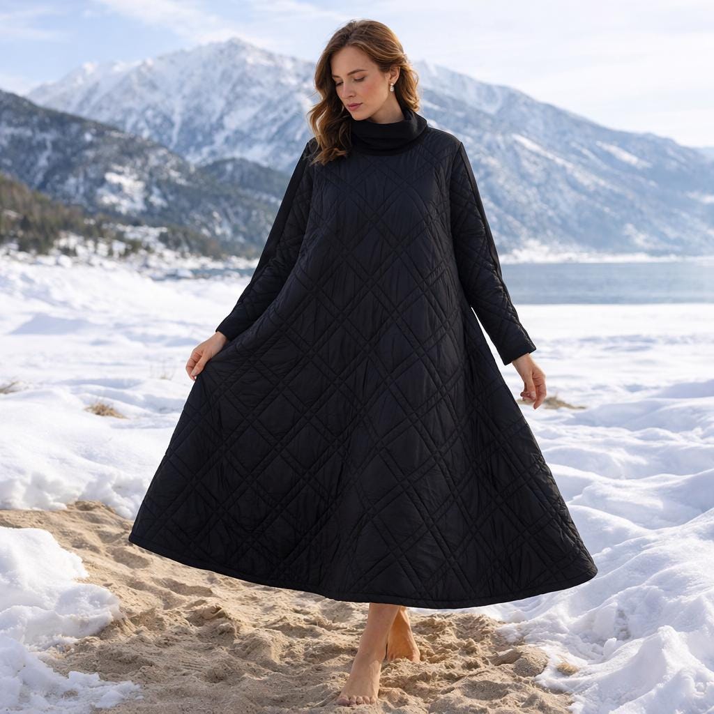 Winter Thick Cotton Dress Women
