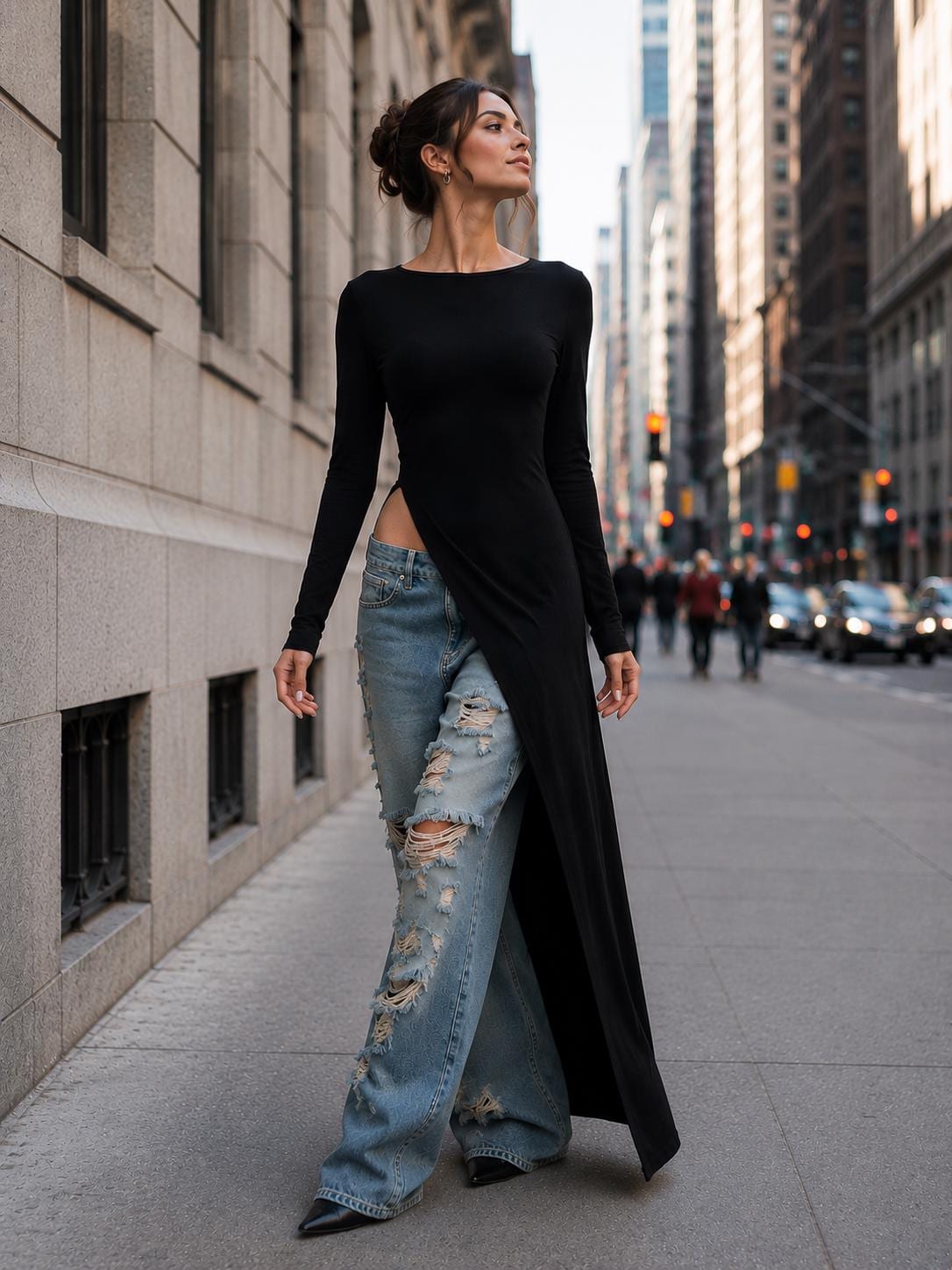 black asymmetric long sleeve split maxi dress Search: long green dress Women Maxi Dress, Elastic Core Colors:Admiral Blue providing both style and