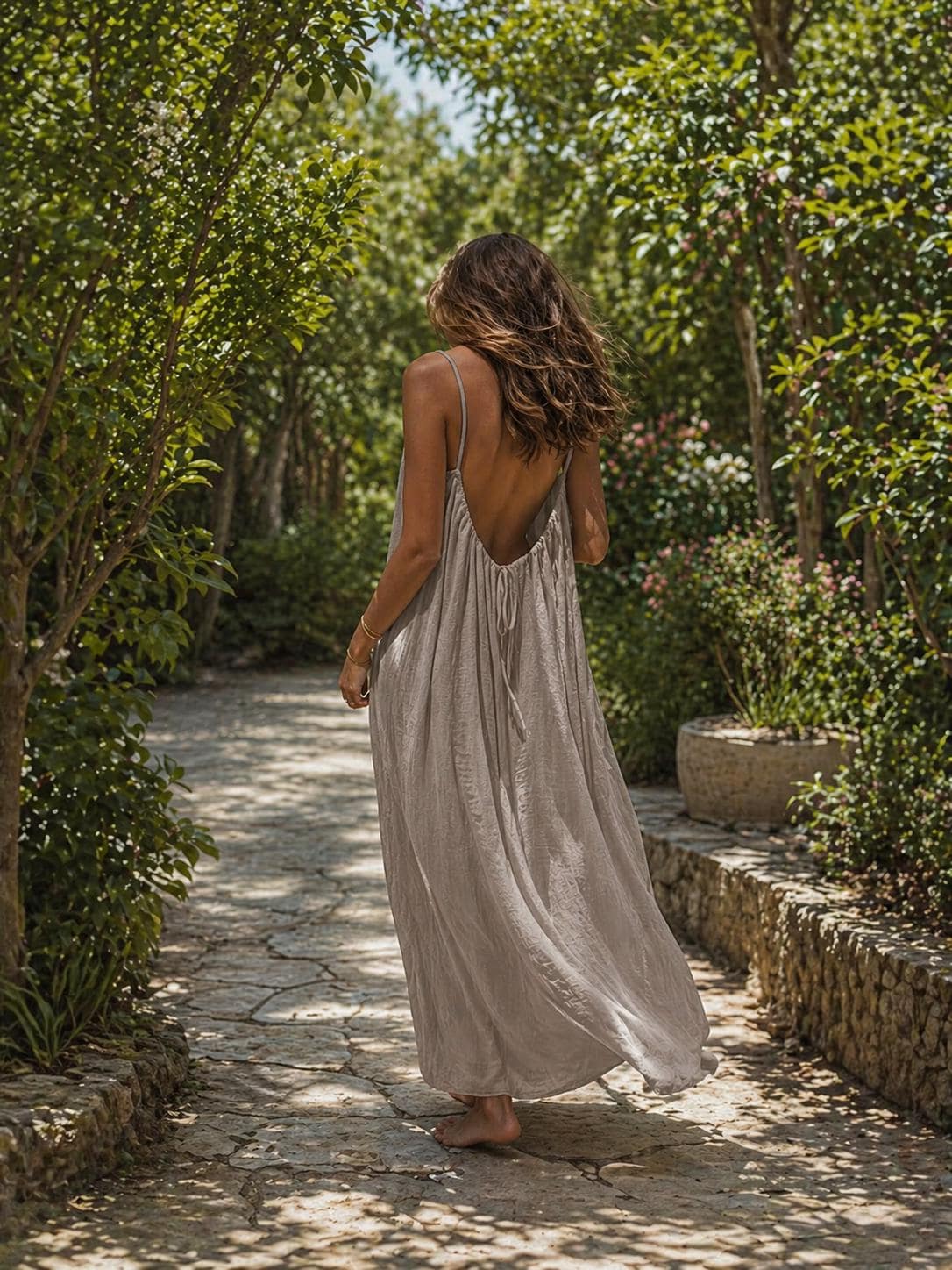 Grey Backless Dress