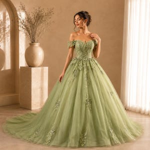 poofy green prom dress Puffy dark green princess dress
