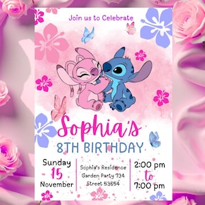 Editable Stitch Birthday Invitation: Digital Party Invite (PDF Template)