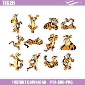 Tigger SVG Bundle: Cricut Cut Files (PNG, PDF)