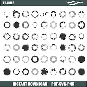 Round Frame SVG Bundle, Circle Monogram Borders, Wreath Frames Clipart, Geometric Circle PNG PDF, Cricut Cutting Design Set