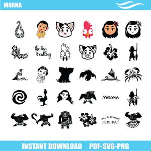 Moana Clipart, Moana SVG, Moana PNG, Moana Birthday, Moana Printable, Moana Font, Maui SVG Instant Digital Download