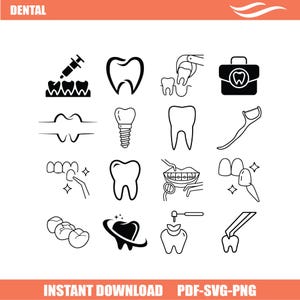 Paquete de SVG dental, paquete de PNG dental, SVG de dentista, PNG de asistente dental, SVG de higienista dental, PNG de uso comercial, archivos de corte Cricut