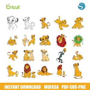 Pacote SVG Rei Leão, Hakuna Matada SVG, Pacote Clipart PNG Simba, Pacote Svg em Camadas Mufasa