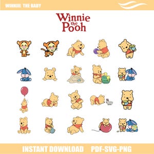 Winnie the Pooh SVG Bundle, Tigger Png, Eeyore Svg Files for Cricut and Silhouette, Piglet Svg Clipart Digital Download