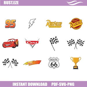 Samochody Svg, Lightning McQueen Svg, Pliki Svg samochodów dla Cricut, Pliki do cięcia Lightning McQueen, Samochody Png, Pakiet warstwowy SVG, Samochody dla Cricut