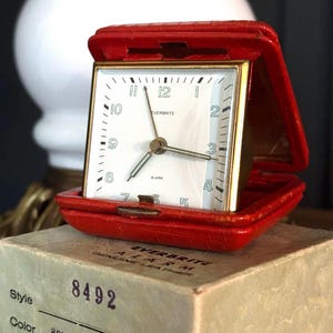Vintage travel alarm clock, Germany everbrite mid century, vintage clock