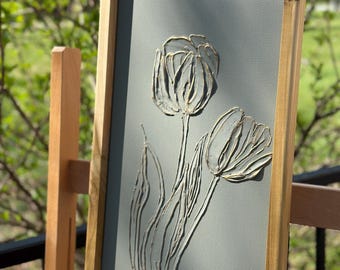 Textured Floral Painting, Wild Flower Painting, Minimalist Painting, Nature Art ,3D Textured Painting , Modern Wall Art, Tulip Painting