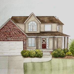 Custom hand painted home portrait, house painting, housewarming gift, watercolor painting of home, home illustration, realtor closing gift