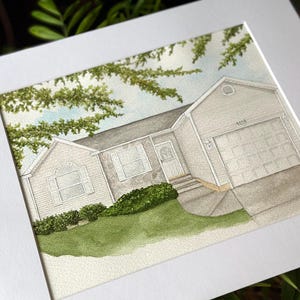 Custom hand painted home portrait, house painting, housewarming gift, watercolor painting of home, home illustration, realtor closing gift