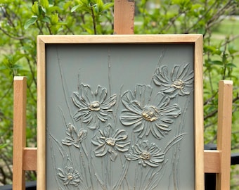 Textured Floral Painting, Wild Flower Painting, Minimalist Painting, Nature Art ,3D Textured Painting , Modern Wall Art, Daisy Painting