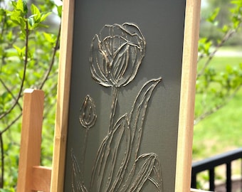 Textured Floral Painting, Wild Flower Painting, Minimalist Painting, Nature Art ,3D Textured Painting , Modern Wall Art, Tulip Painting