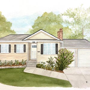 Custom hand painted home portrait, house painting, housewarming gift, watercolor painting of home, home illustration, realtor closing gift
