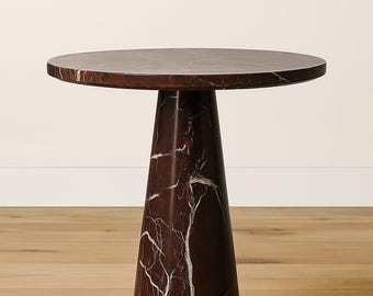 Tavolo con piedistallo in marmo rosso / Tavolo decorativo in pietra fatto a mano, altezza 20"