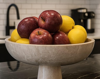 Luxury Verona Marble Fruit Bowl-Artisan Crafted Centerpiece Verona Limestone Bowl Elegant Natural Home Accent