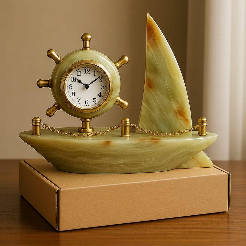Sailboat Rocking Clock Handcrafted Onyx Marble Sailboat Clock: Nautical Desk Decor - Etsy