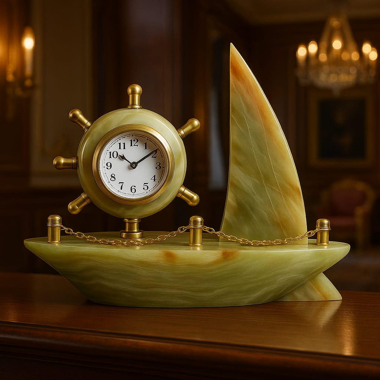Sailboat Rocking Clock Handcrafted Onyx Marble Sailboat Clock: Nautical Desk Decor - Etsy