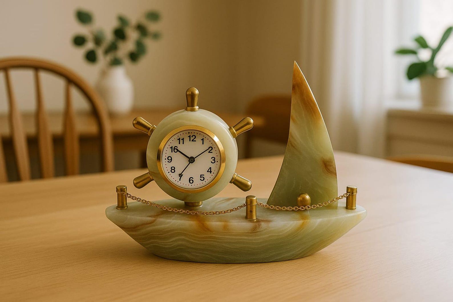 Sailboat Rocking Clock Handcrafted Onyx Marble Sailboat Clock: Nautical Desk Decor - Etsy