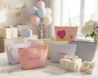Wickeltasche mit Namen, Kosmetiktasche Personalisiert Baby Shower Geschenk Werdende Mutter,  Babyparty Gift Windeltasche personalisiert