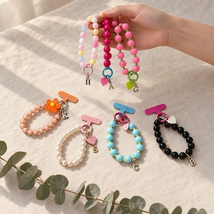 Handykette Perlen Teenager Geschenk, Handyband personalisiert mit Initial, Geburtstag für Mädchen, Handgelenkband Weihnachten Nikolaus