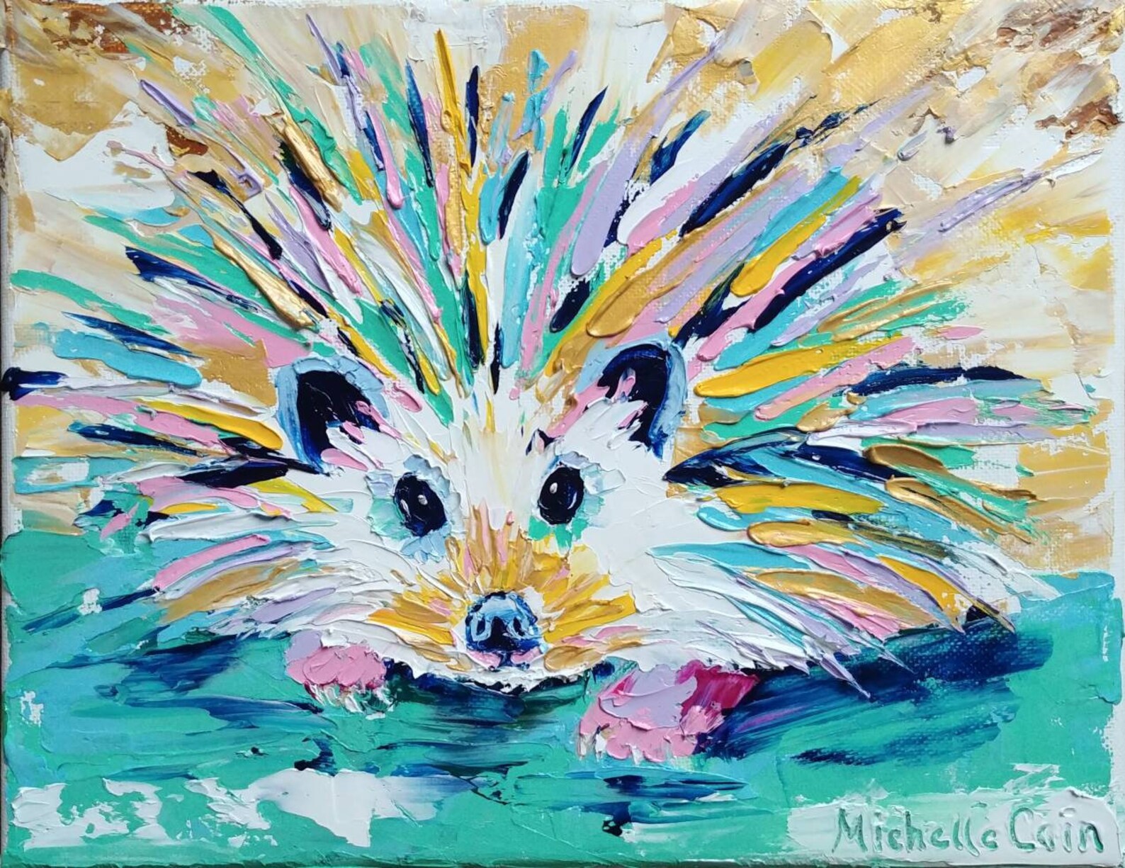 Hedgehog Original Oil Painting on Canvas 8 x 10 Etsy.de