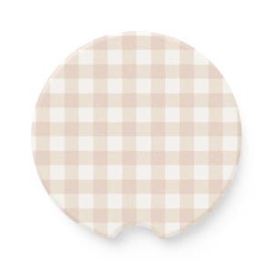 Soapstone Car Coaster- Gingham Beige