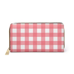 Red Gingham Zipper Wallet - Chic Purse Organizer for Everyday Use, Gift for Her, Travel Wallet, Trendy Fashion Accessory