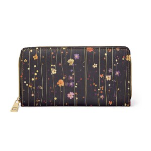 Floral Pattern Zipper Wallet | Stylish Coin Purse, Gift for Her, Everyday Use, Flower Design, Fashion Accessory