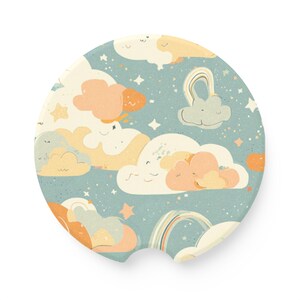 Posavasos para automóvil de esteatita: nubes pastel extravagantes