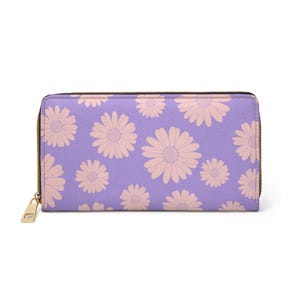 Chic Floral Zipper Wallet, Lavender Peach Cute Wallet for Women, Daisy Wallet, Travel Essentials, Gifts for Her, Spring Fashion Accessories