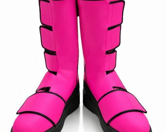 Pro Wrestling Pink Leather Boots Custom Handmade Women Men Cosplay Performance Costume