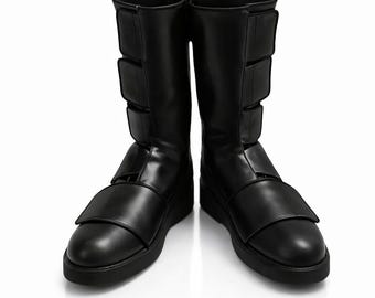 Black Wrestling Boots for Men Women, Pro Combat Training Leather Boots High Top