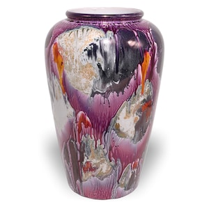 Vintage Scheurich Ceramic Floor Vase - Mid Century Abstract Drip Glaze Large Vase