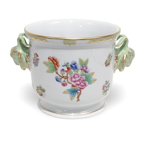 Herend Cachepot Ram Head Ornaments - Queent Victoria Large Planter - Vintage Porcelain