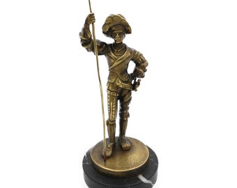 Statua di soldato - Scultura di cavaliere spagnolo in bronzo - Decorazione vintage a tema guerriero medievale