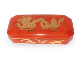 Bakos Eva Herend Vintage Red Dragon Box - Kutani Stil - Gold Detaillierung Handbemalt - Unikat